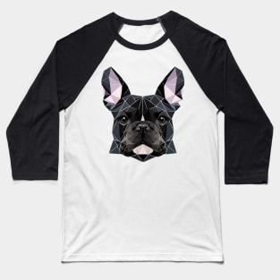 French Bulldog Geometric Portrait - Black Baseball T-Shirt